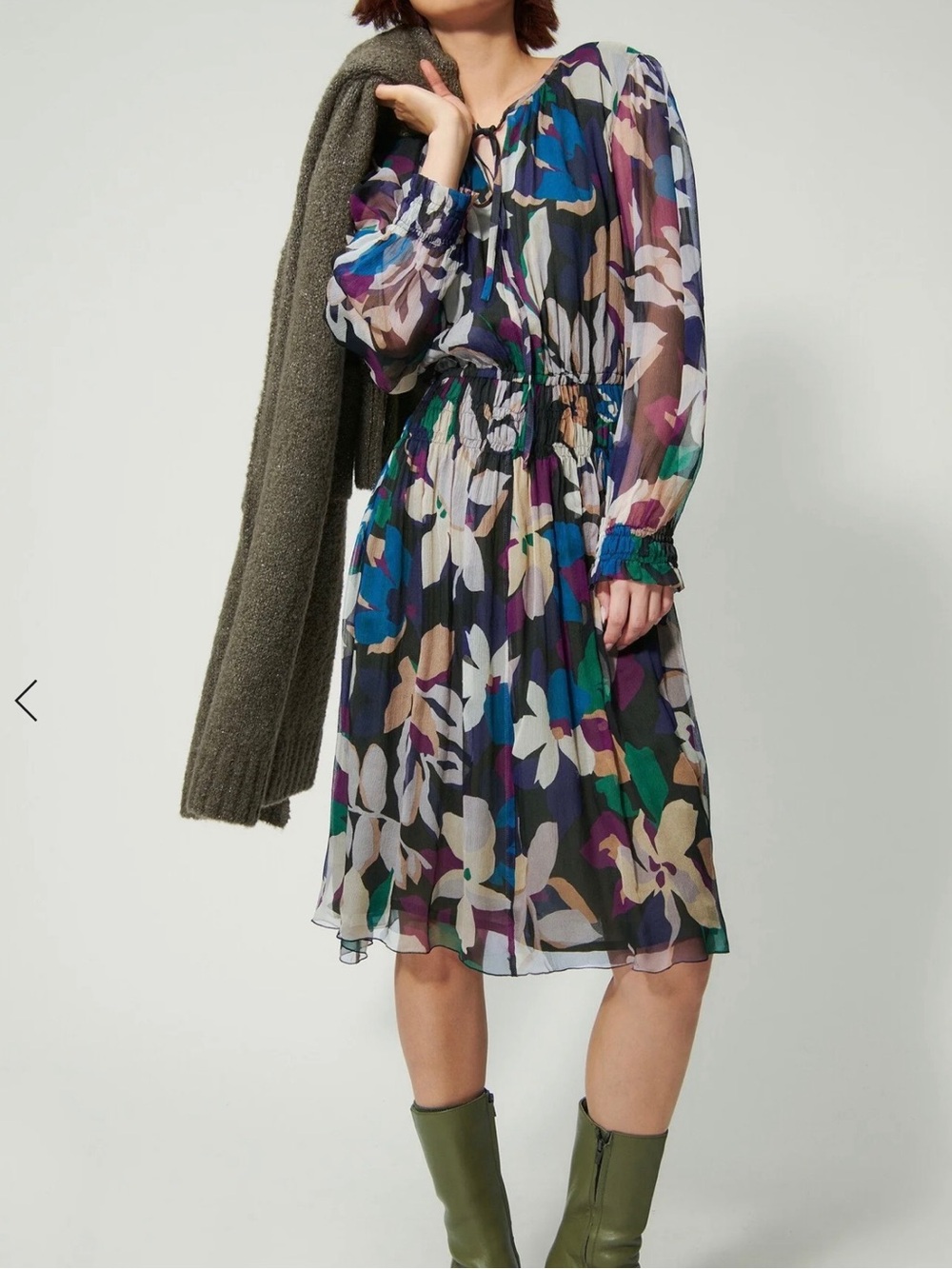 #274 Luisa Cerano Silk Dress (Retail $1,721CAD) with Floral Dress